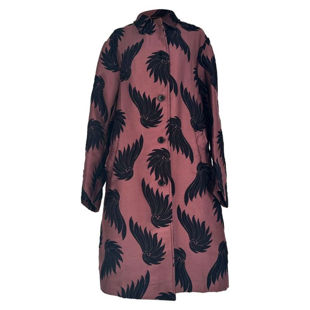 Dries Van Noten Floral Print Trench Coat in Rose Pink Polyester